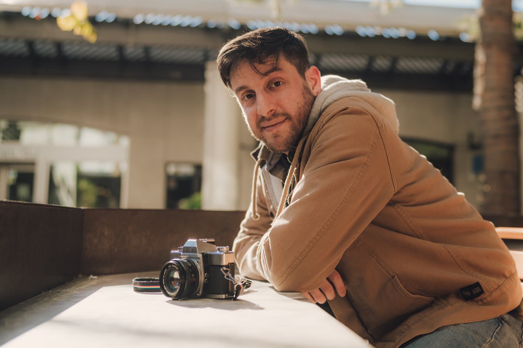 Pete Cohen, Los Angeles photographer, with his film camera