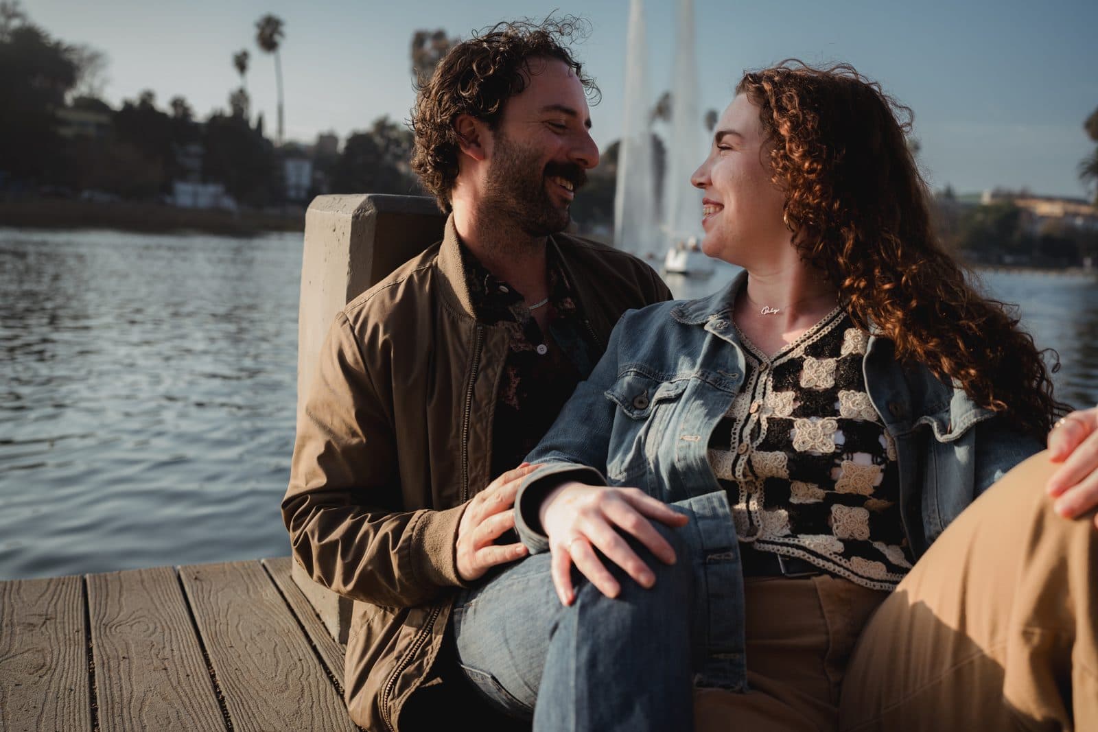 Engagement session at Echo Park Lake in Los Angeles