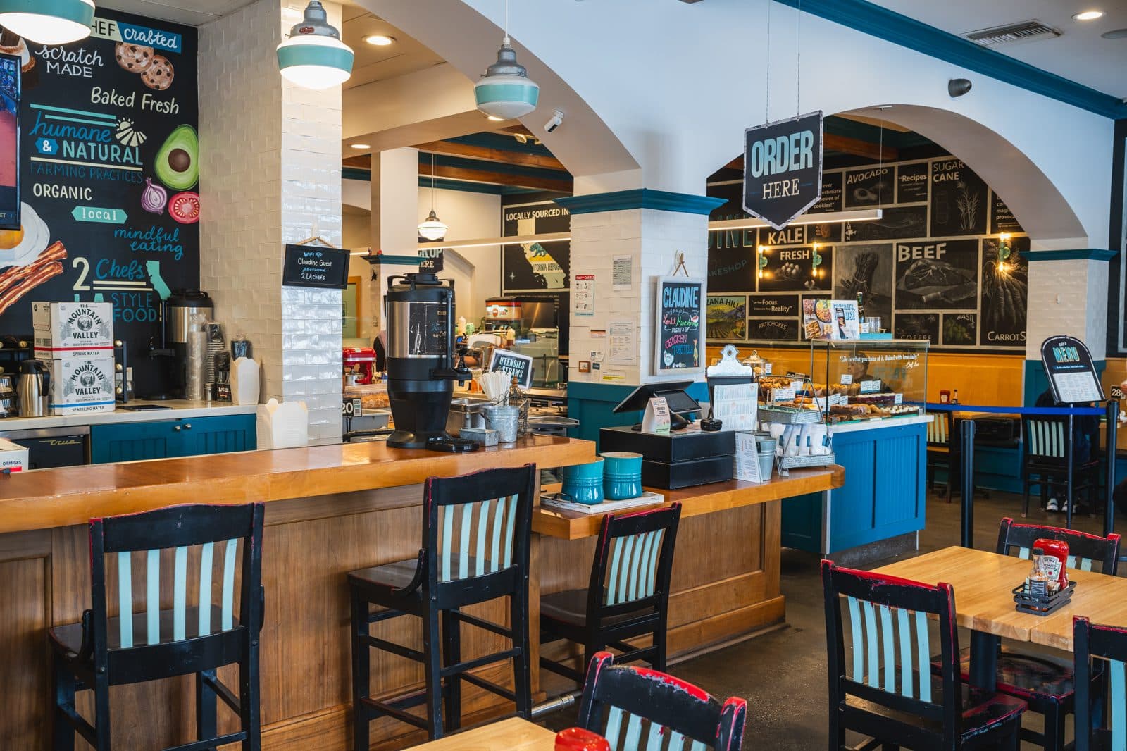 Warm bakery and café dining interior