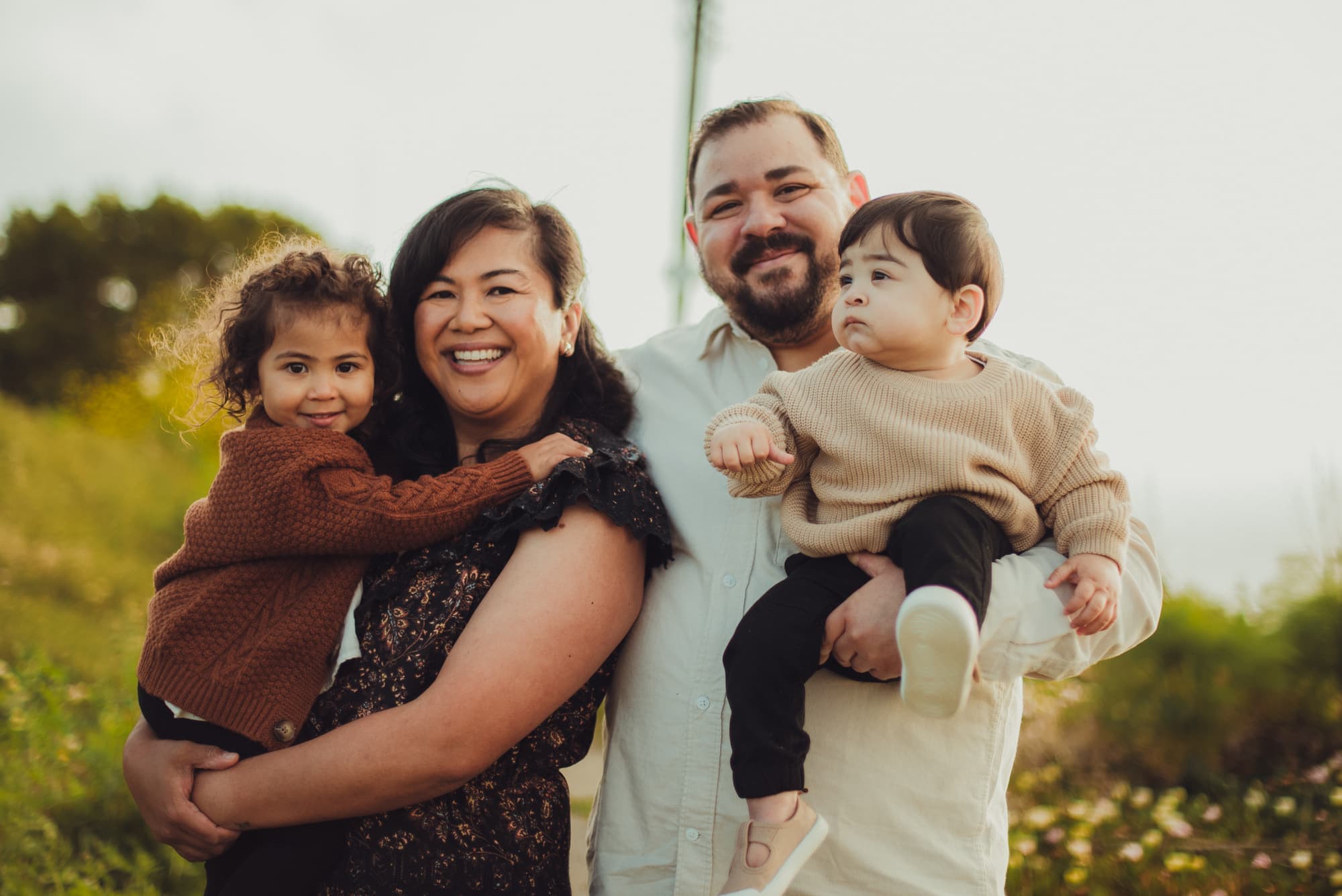 Family portrait at golden hour