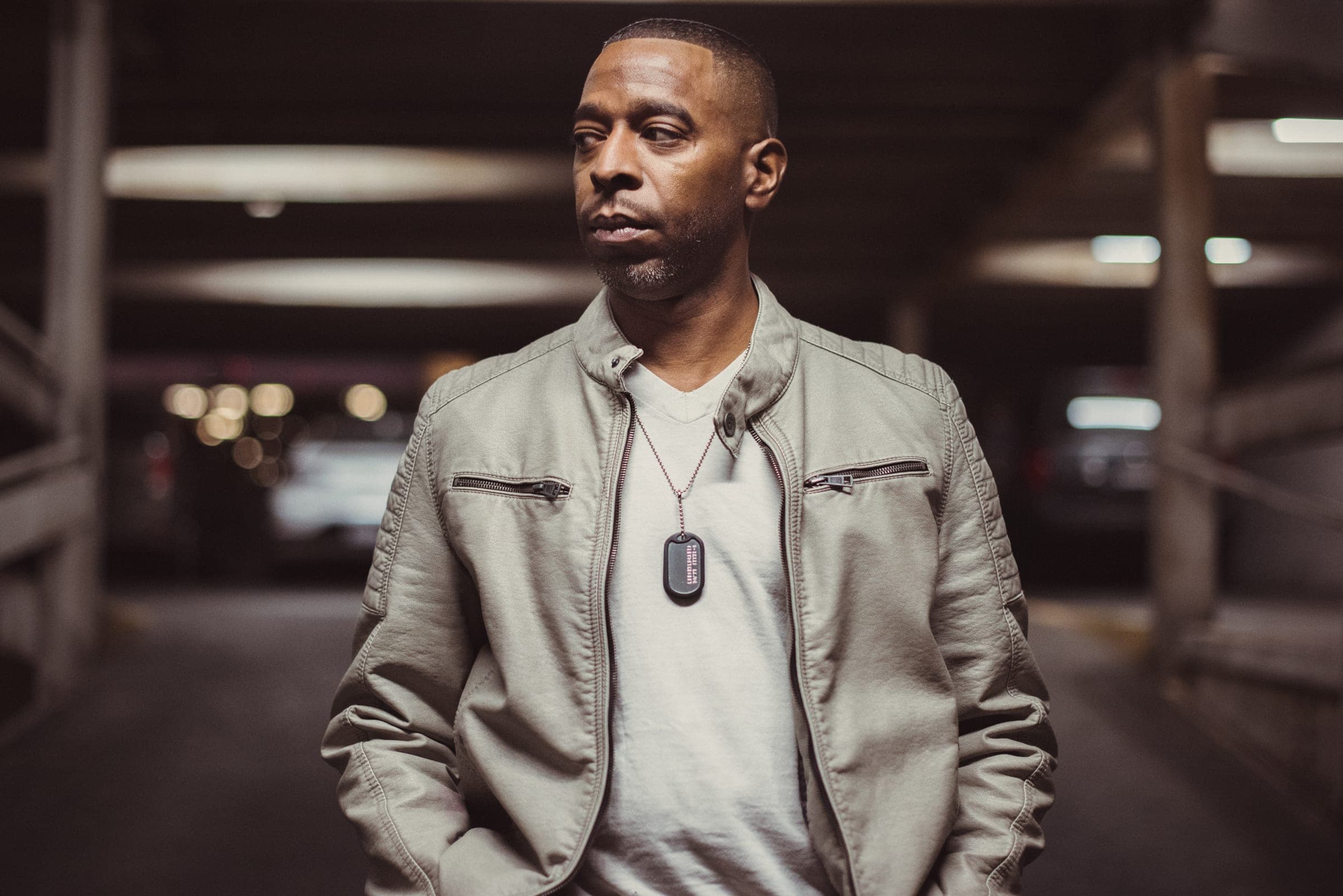 Editorial portrait in a parking structure