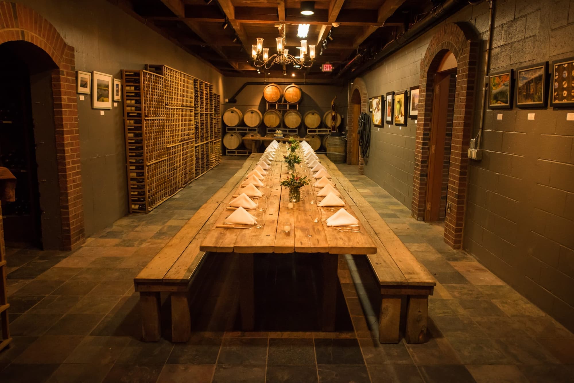 Winery cellar reception table